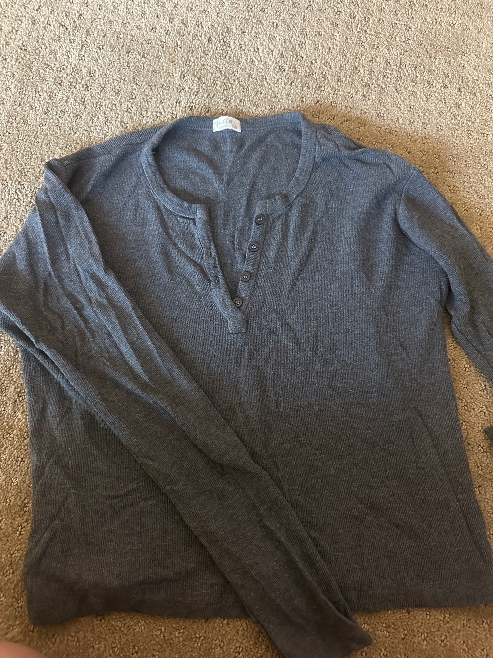 Brandy Melville Gray Long Sleeve Henley Top